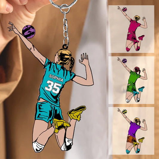 Volleyball - Attacking Volleyball Player - Personalized Acrylic Keychain - The Next Custom Gift