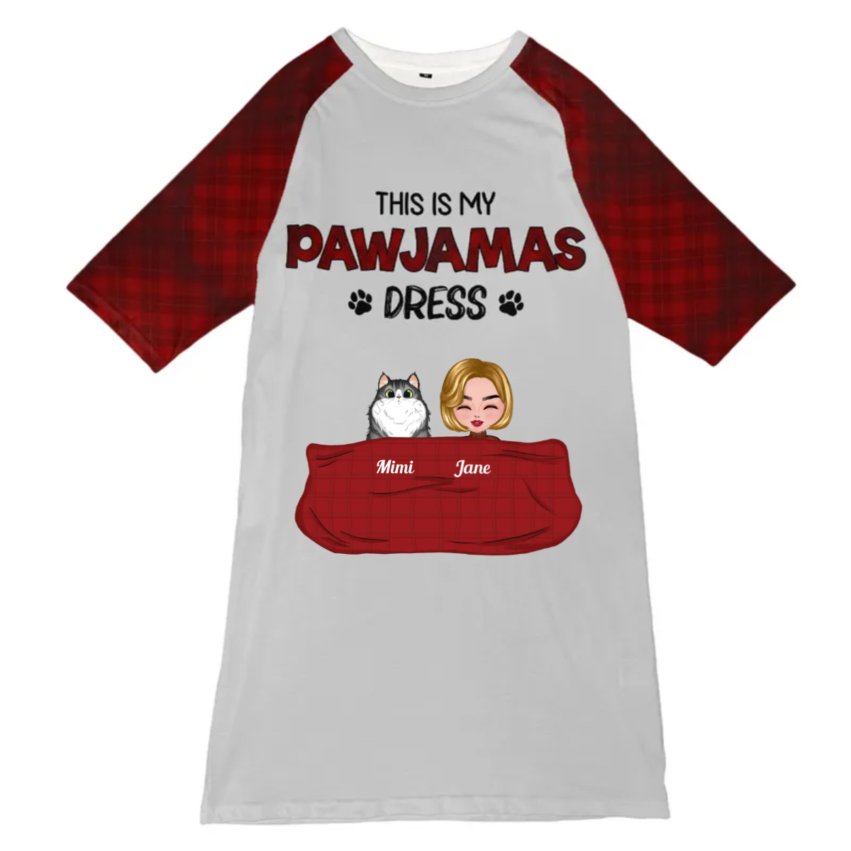 Pet Lovers - This Is My Pawjamas Dress - Personalized 3/4 Sleeve Dress (VT)