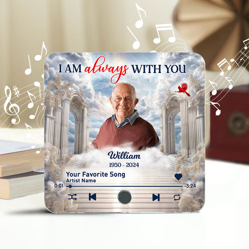 Memorial Upload Photo Heaven Gate Sky Personalized Music Fridge Magnet, Sympathy Keepsake, Remembrance Gift