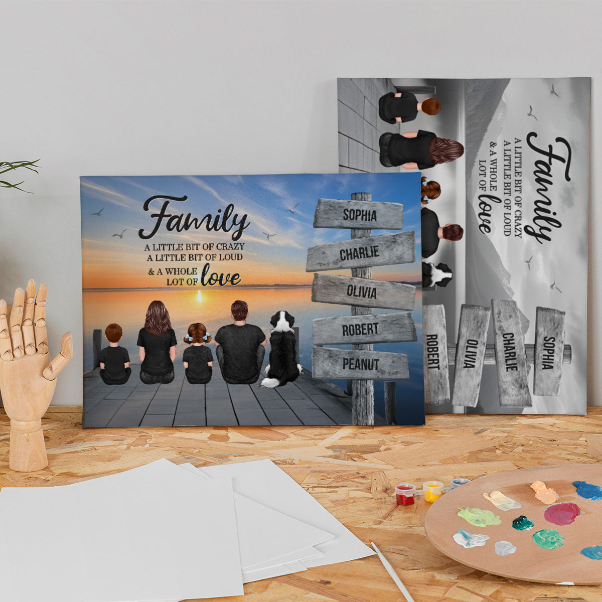 Family A Little Whole Lot of Love Sign Posts Personalized Canvas Prints, Home Decoration, Gift For Family