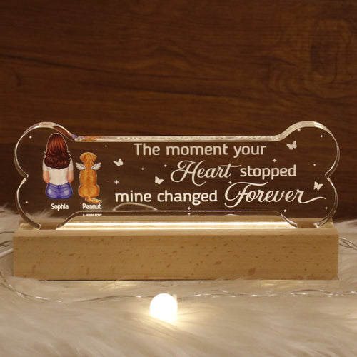 A Keepsake For The Beloved Companion Dog Memorial Gift Personalized Bone Shaped Acrylic Block LED Night Light