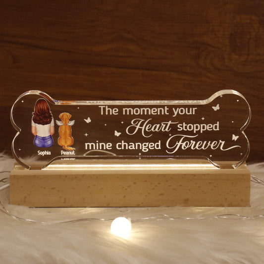 A Keepsake For The Beloved Companion Dog Memorial Gift Personalized Bone Shaped Acrylic Block LED Night Light
