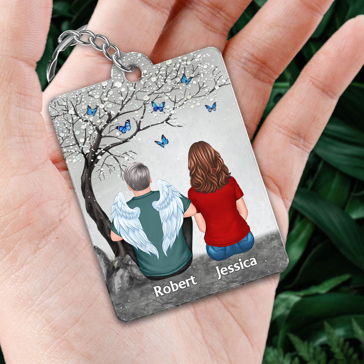 Blossom Tree Family Memorial Remembrance Keepsake Voice Message QR Code Personalized Acrylic Keychain