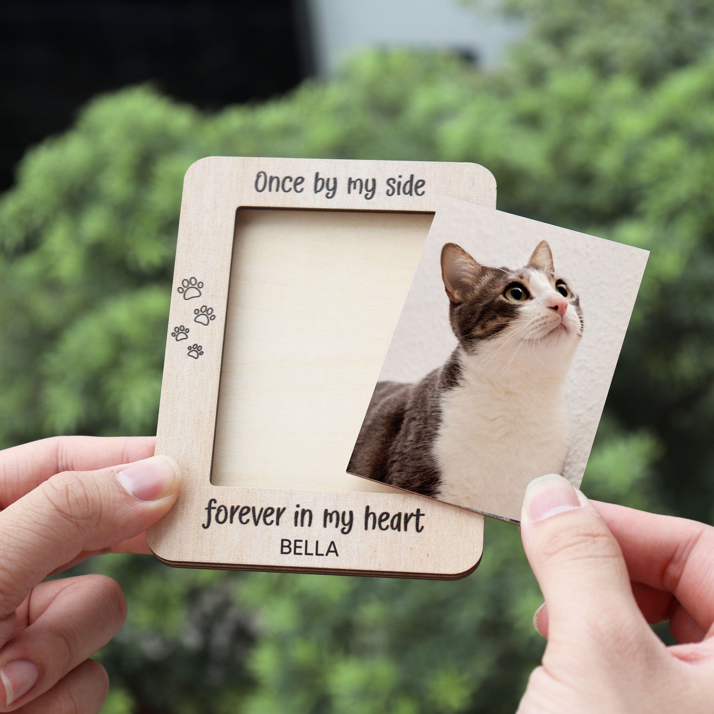 Once By My Side, Forever In My Heart, Heartfelt Memorial Gift For Pet Lovers, Pet Loss Personalized Picture Frame, Custom Photo Car Visor Clip