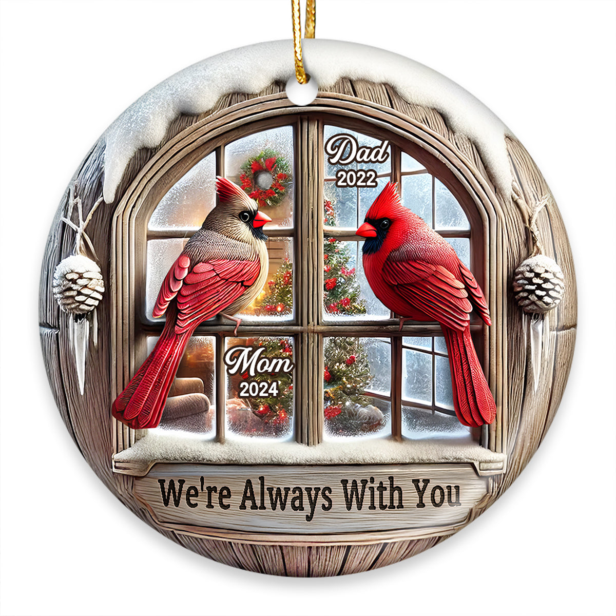 Memorial Cardinal Outside Window Remembrance Keepsake Sympathy Gift Personalized Ceramic Ornament