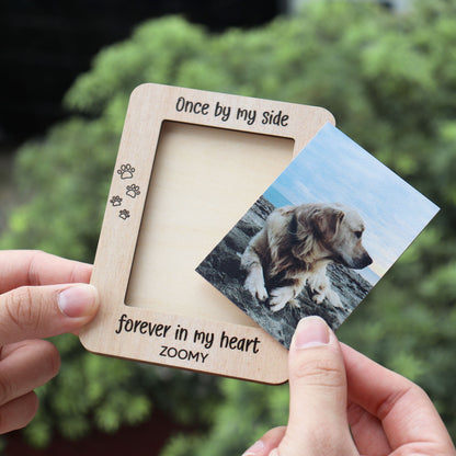 Once By My Side, Forever In My Heart, Heartfelt Memorial Gift For Pet Lovers, Pet Loss Personalized Picture Frame, Custom Photo Car Visor Clip