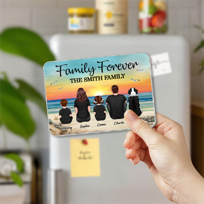 Family Forever Beach Landscape Personalized Acrylic Fridge Magnet, Gift For Family