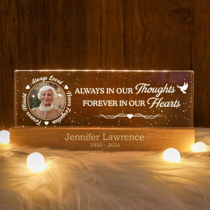 Always In Our Thoughts Forever In Our Hearts Personalized Acrylic Block LED Night Light