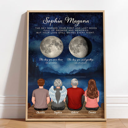 The Moon Marked Your Arrival & Farewell Memorial Gift Family Member Moon Phase Personalized Poster
