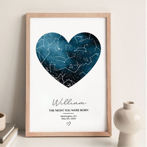 Custom Star Map Personalized Poster, The Night You Were Born, New Baby Gift, Stars The Night Sky, Wedding Constellation Gift