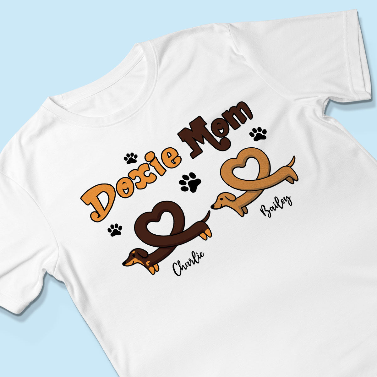 Doxie Mom Cute Heart Dachshunds Personalized Shirt