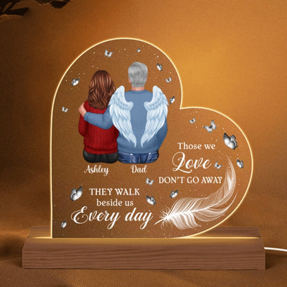 Memorial Family White Feather And Butterflies Personalized Custom Shape LED Night Light