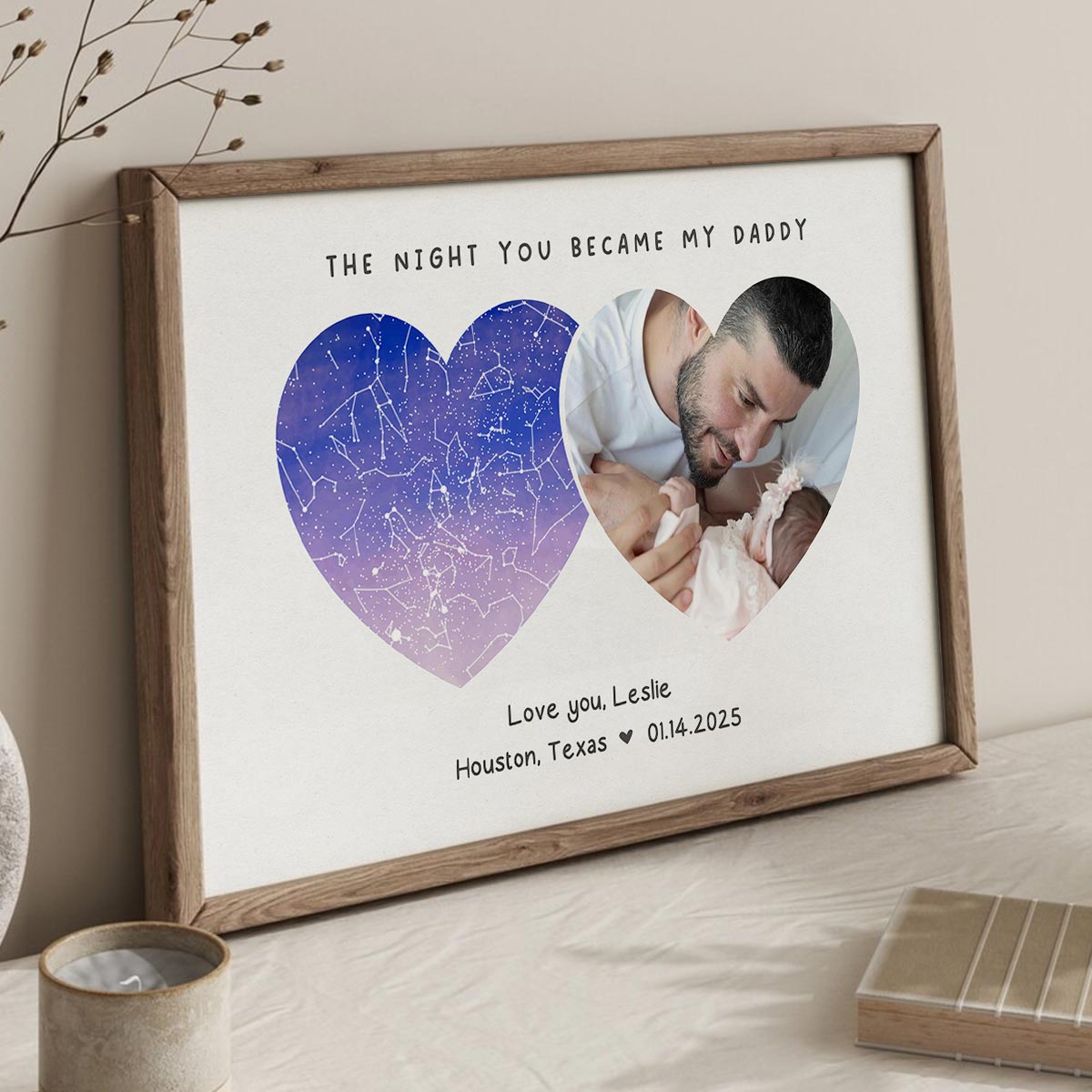The Night You Became My Father Personalized Poster, Custom Star Map by Location & Date, Unique Heartfelt Gift for Dad, Gift for him