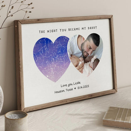 The Night You Became My Father Personalized Poster, Custom Star Map by Location & Date, Unique Heartfelt Gift for Dad, Gift for him