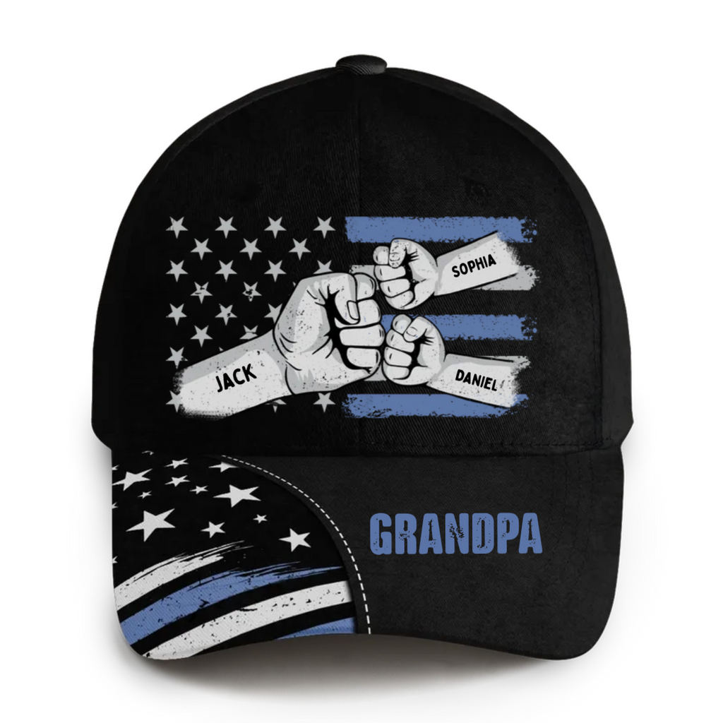 Grandpa Fist Bump Nation Flag Personalized Classic Cap