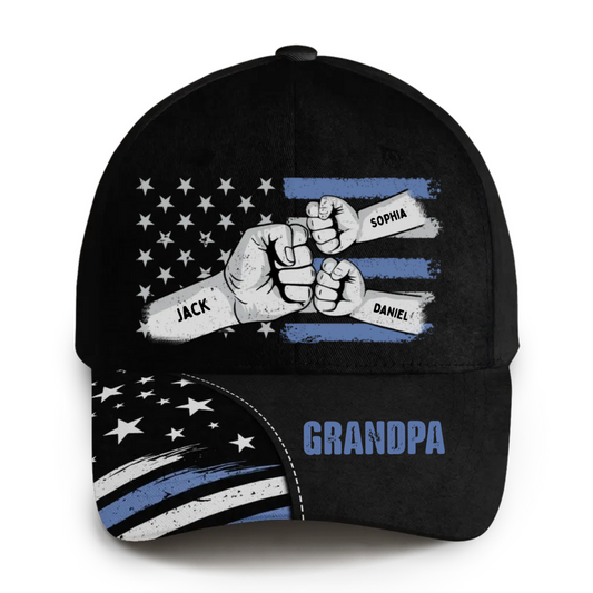 Grandpa Fist Bump Nation Flag Personalized Classic Cap