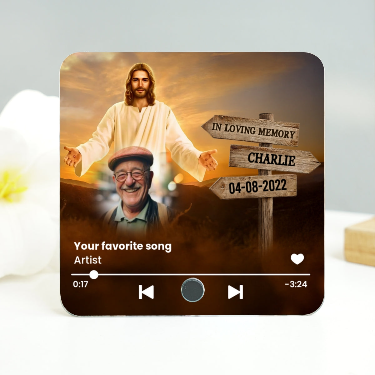 Upload Photo In Loving Memory Personalized Music Fridge Magnet, Sympathy Gift