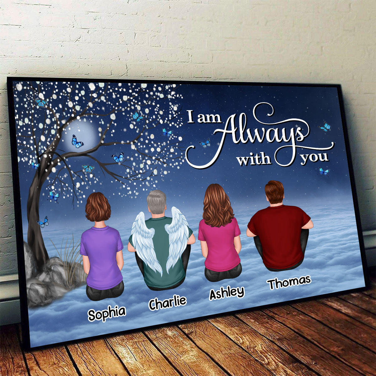 Blossom Tree Always With You Butterflies Whole Family Memorial Gift Remembrance Sympathy Keepsake Personalized Poster