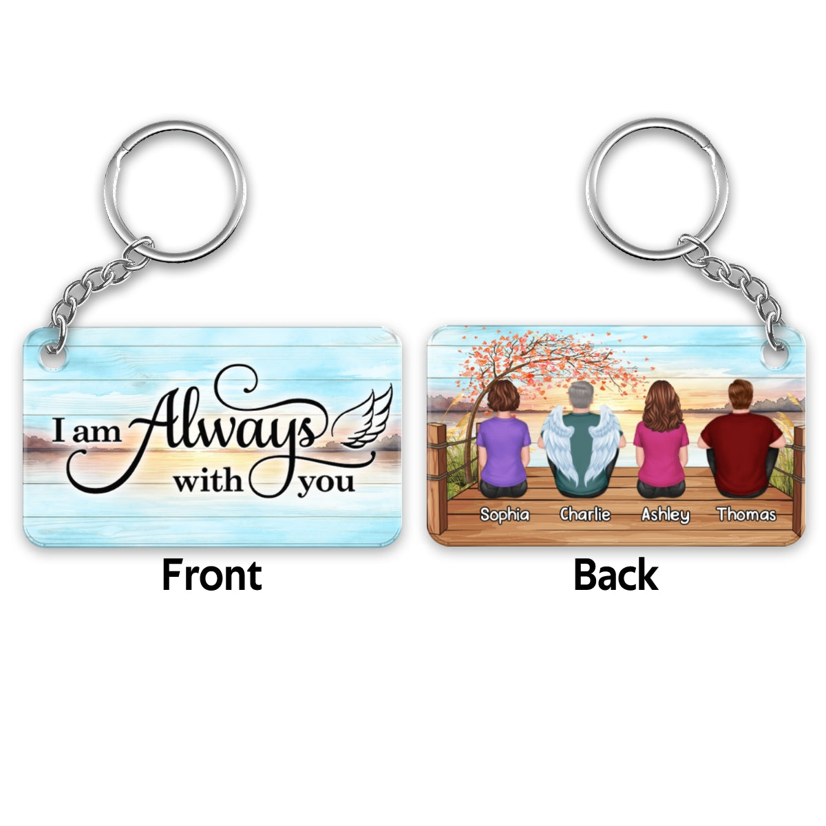 Family Memorial On Bridge Under Tree Remembrance Gift Personalized Acrylic Keychain