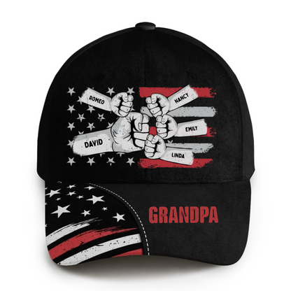 Grandpa Fist Bump Nation Flag Personalized Classic Cap