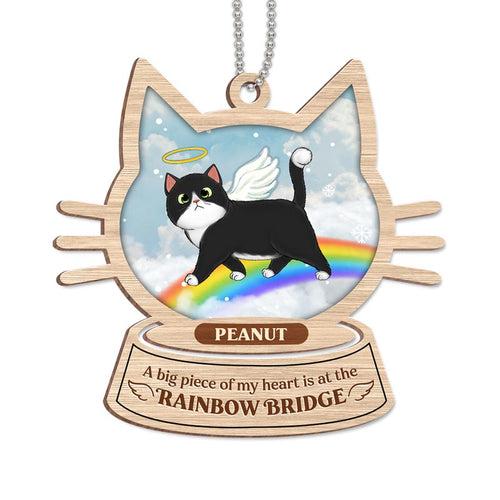 Walking Cats Memorial Rainbow Personalized Wooden Ornament