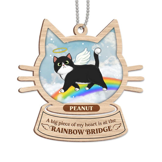 Walking Cats Memorial Rainbow Personalized Wooden Ornament