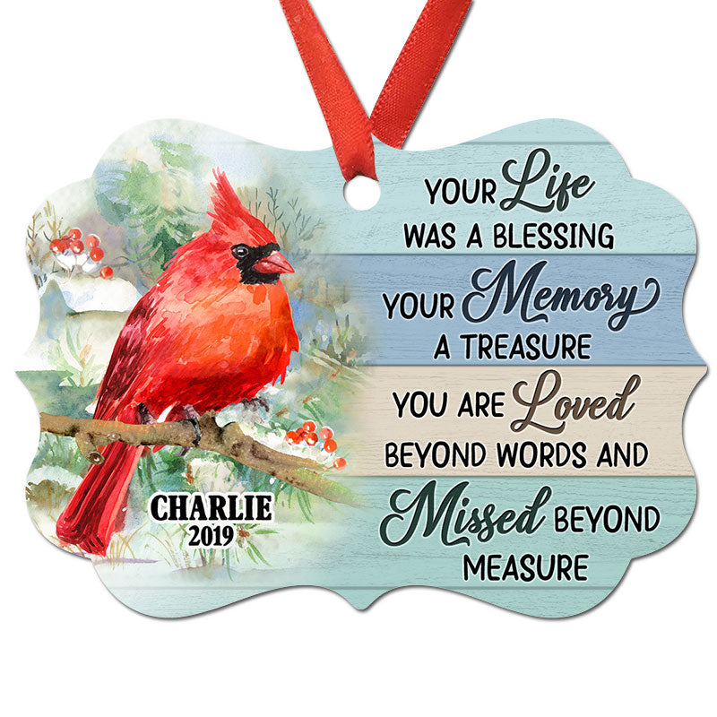 Cardinals Memorial Wooden Personalized Christmas Ornament