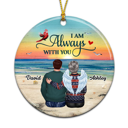 Back View Family Memorial Beach Landscape Personalized Circle Ornament