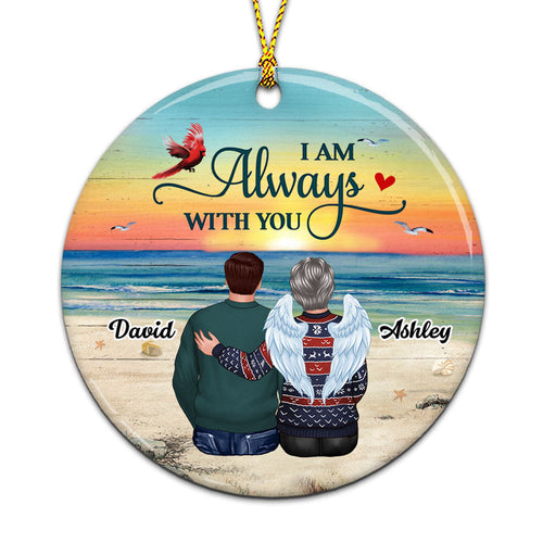 Back View Family Memorial Beach Landscape Personalized Circle Ornament