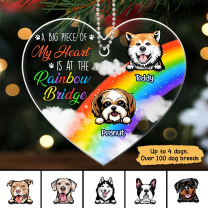 My Heart Is At Rainbow Bridge Dogs Memorial Christmas Personalized Acrylic Ornament