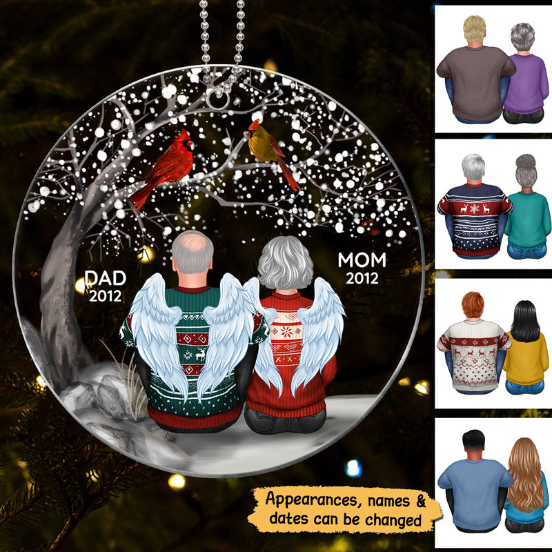 Dad Mom Cardinals Memorial Personalized Acrylic Ornament
