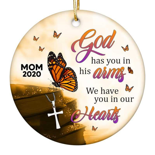 God Has You In Arm Personalized Memorial Circle Ornament