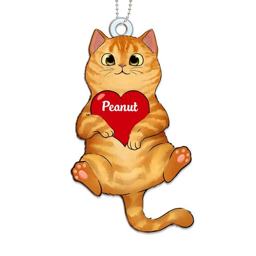 Fluffy Cat Personalized Christmas Wooden Ornament