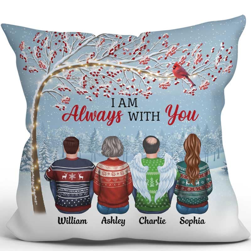 Berry Tree Cardinal Always With You Family Memorial Personalized Pillow (Insert Included)
