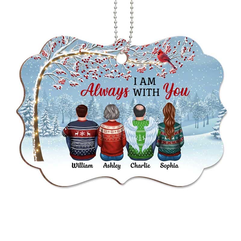 Berry Tree Cardinal Always With You Family Memorial Personalized Wooden Ornament