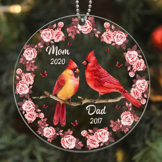 Cardinal Floral Frame Memorial Personalized Acrylic Ornament