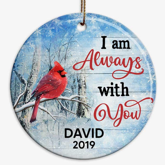 Winter Cardinal Memorial Personalized Circle Ornament