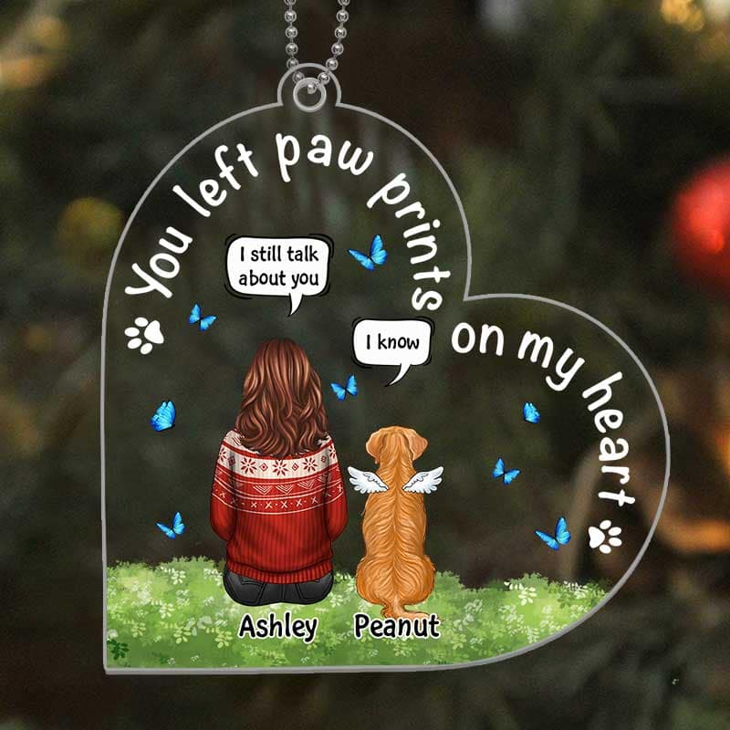 Girl And Dogs Memorial Butterfly Personalized Acrylic Ornament