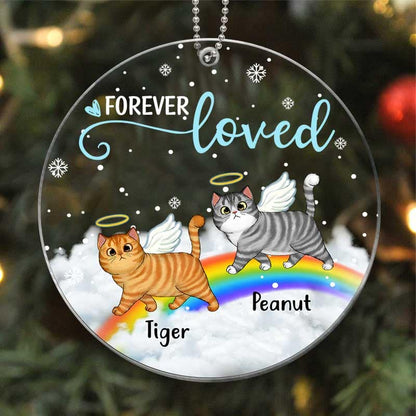 Walking Fluffy Cats Memorial Personalized Acrylic Ornament