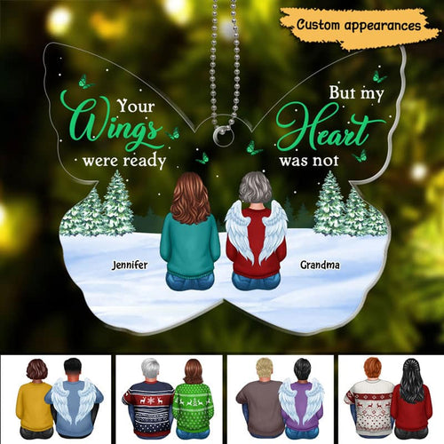 Your Wings Were Ready Memorial Butterfly Shape Personalized Acrylic Ornament