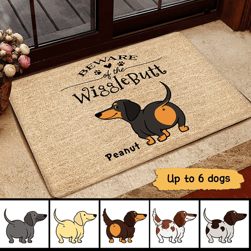 Welcome Wiggle Butt Club Dachshund Dog Personalized Doormat