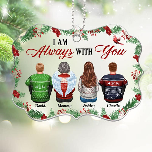 Christmas Holly Branch Family Sitting Memorial Personalized Acrylic Ornament