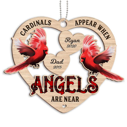 Cardinals Heart Memorial Personalized Wooden Ornament