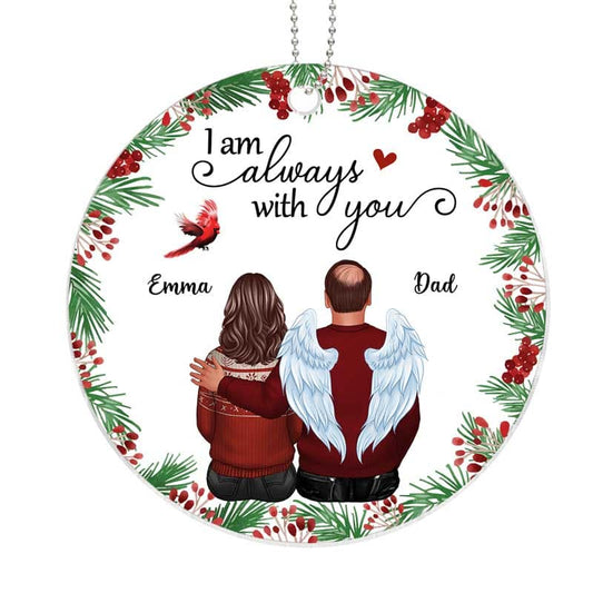 Holly Branch Memorial Personalized Christmas Acrylic Ornament