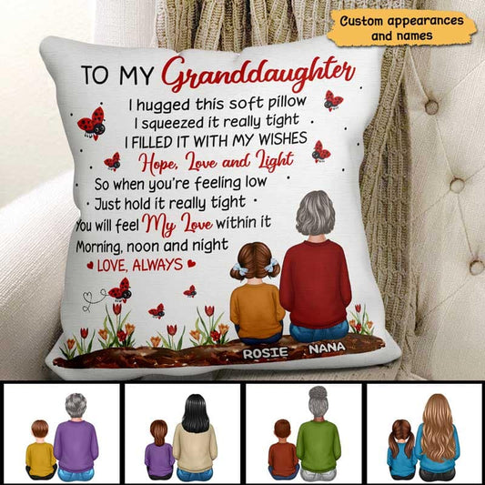 Lady Bug To My Granddaughter Grandson Gift For Grandchildren Personalized Pillow (Insert Included)