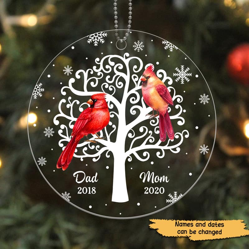 Cardinals Tree Memorial Personalized Acrylic Ornament