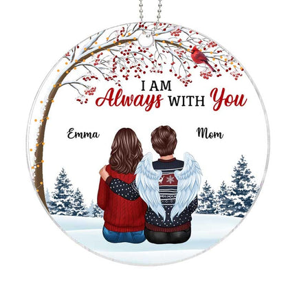 Cardinal Berry Tree Always With You Family Memorial Circle Personalized Acrylic Ornament