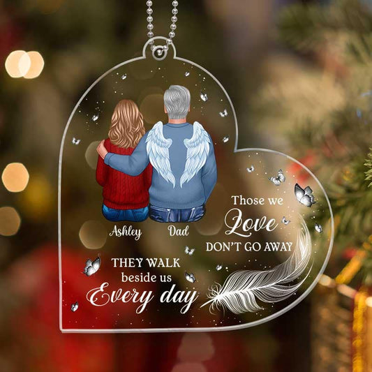 Memorial Family White Feather And Butterflies Personalized Acrylic Ornament