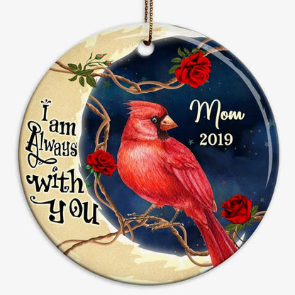 Cardinal Moon Always With You Memorial Personalized Circle Ornament