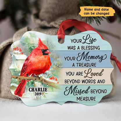 Cardinals Memorial Wooden Personalized Christmas Ornament